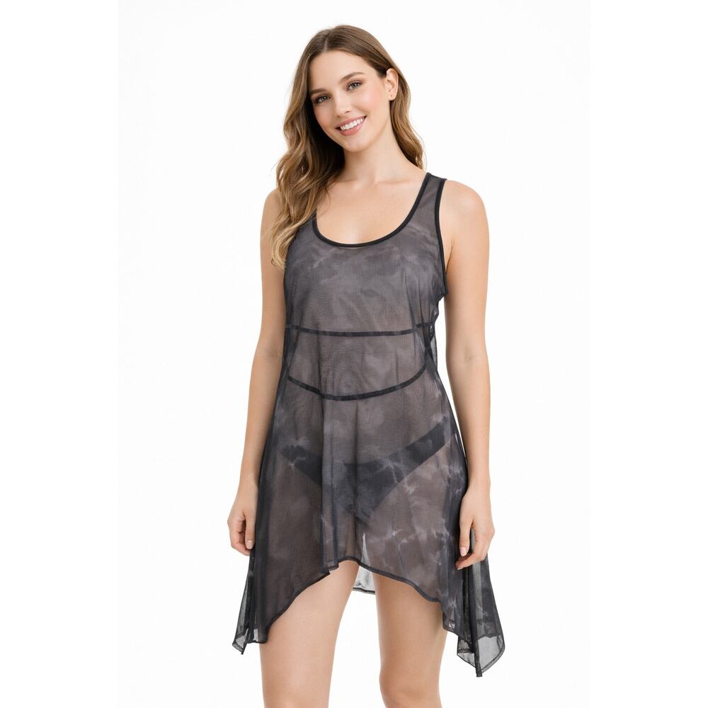 Simpli Shear Black Tie Dye Tank Beach Swim Coverup Size 14 NWT $110  #01